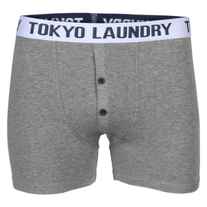 Consort Boxer Shorts Set in Mid Grey Marl / Midnight Blue - Tokyo Laundry