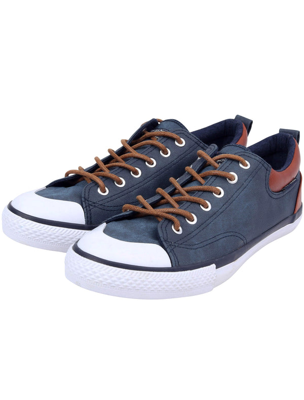 Conspiracy Low Top Lace Up Canvas Trainers in Sargasso Blue - Tokyo Laundry