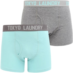 Constable 2 (2 Pack) Boxer Shorts Set In Aqua Haze / Mid Grey Marl - Tokyo Laundry