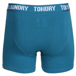 Coomer Boxer Shorts Set in Optic White / Kingfisher Blue - Tokyo Laundry