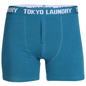 Coomer Boxer Shorts Set in Optic White / Kingfisher Blue - Tokyo Laundry