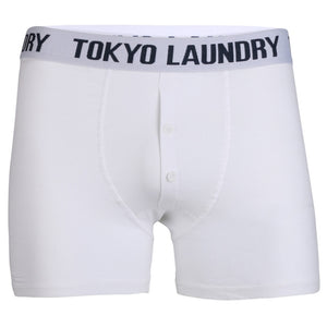 Coomer Boxer Shorts Set in Optic White / Kingfisher Blue - Tokyo Laundry