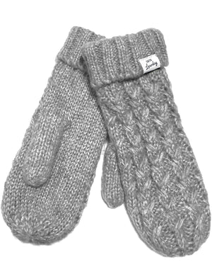 Coops Fleece Lined Knitted Mittens in Light Grey Marl - Tokyo Laundry