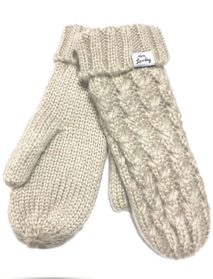 Coops Fleece Lined Knitted Mittens in Oatmeal Marl - Tokyo Laundry