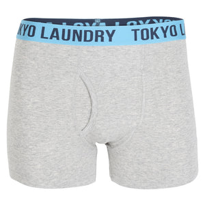 Copperfield Boxer Shorts Set in Light Grey Marl / Midnight Blue - Tokyo Laundry
