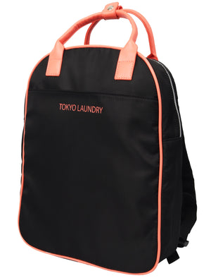 Coral Pop Backpack with Contrast Grab Handles In Coral - Tokyo Laundry