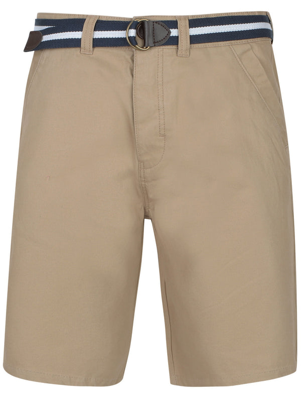 Crater Cotton Twill Chino Shorts with Woven Belt In Cornstalk - Tokyo Laundry