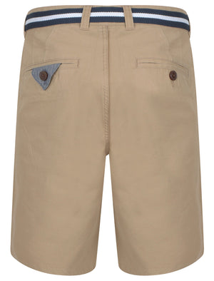 Crater Cotton Twill Chino Shorts with Woven Belt In Cornstalk - Tokyo Laundry