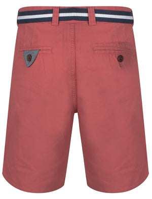 Crater Cotton Twill Chino Shorts with Woven Belt In Paprika - Tokyo Laundry