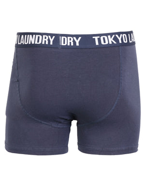 Dakota ( 2 Pack) Boxer Shorts Set in Mood Indigo Marl / Dark Grey  - Tokyo Laundry
