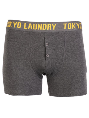 Dakota ( 2 Pack) Boxer Shorts Set in Mood Indigo Marl / Dark Grey  - Tokyo Laundry