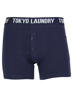 Dakota ( 2 Pack) Boxer Shorts Set in Oatgrey Marl / Eclipse Blue - Tokyo Laundry