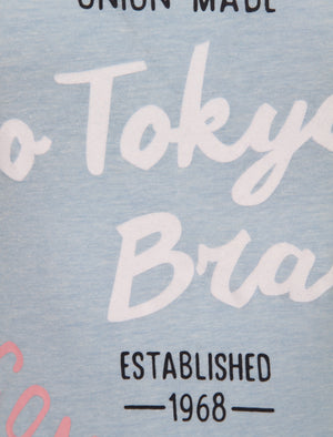 Dala Flocked Motif T-Shirt in Cashmere Blue - Tokyo Laundry