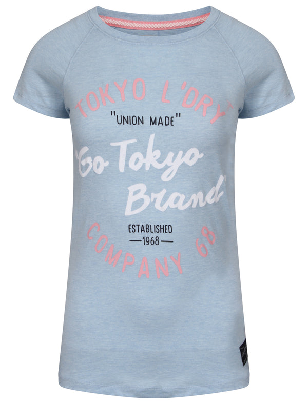 Dala Flocked Motif T-Shirt in Cashmere Blue - Tokyo Laundry