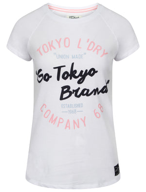 Dala Flocked Motif T-Shirt in Optic White - Tokyo Laundry