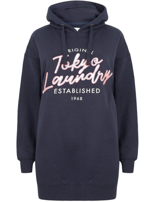 Damarias Longline Pullover Hoodie In Eclipse Blue - Tokyo Laundry