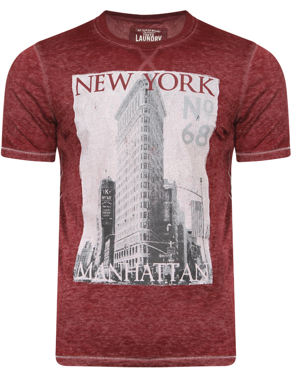 Danbury Park Burnout T-Shirt in Oxblood - Tokyo Laundry