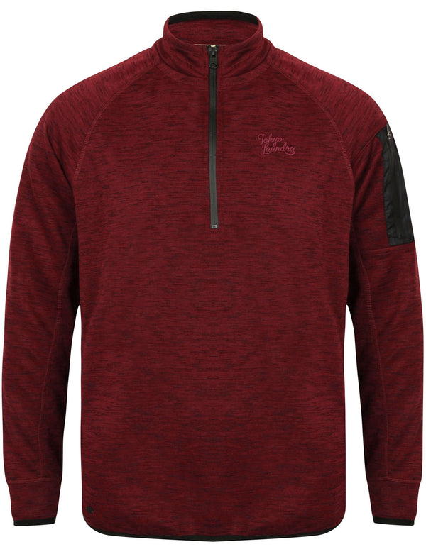 Darowen Peaks Spacedye Pullover Hoodie with Zip Collar in Oxblood - Tokyo Laundry