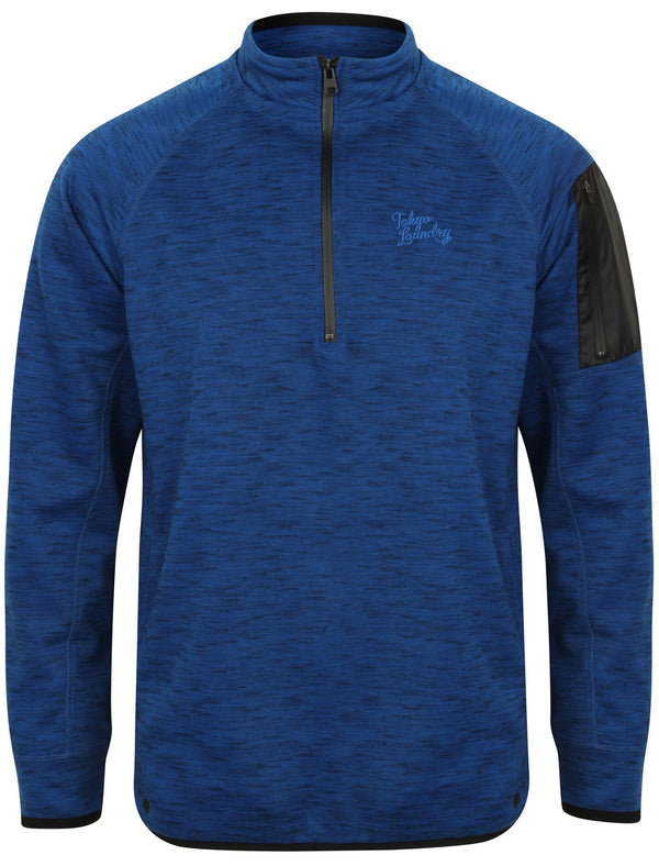 Darowen Peaks Spacedye Pullover Hoodie with Zip Collar in Sapphire - Tokyo Laundry