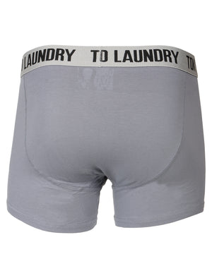 Darwin Boxer Shorts in Ashley Blue / Dark Grey Stripes - Tokyo Laundry