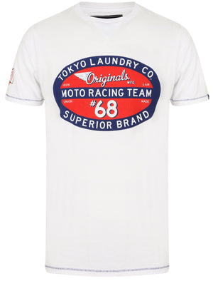 Daytona Racing Motif Cotton T-Shirt In Bright White - Tokyo Laundry