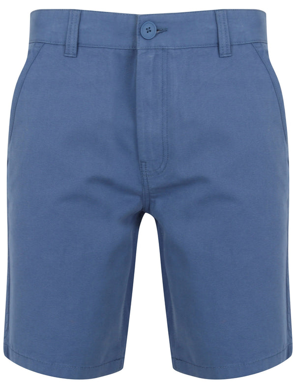 Delgada Cotton Ottoman Chino Shorts In Washed Blue - Tokyo Laundry