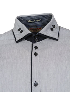 Deniro Hairline Stripe Shirt in Navy - Tokyo Laundry