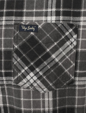 Denshaw Checked Cotton Flannel Shirt In Charcoal - Tokyo Laundry