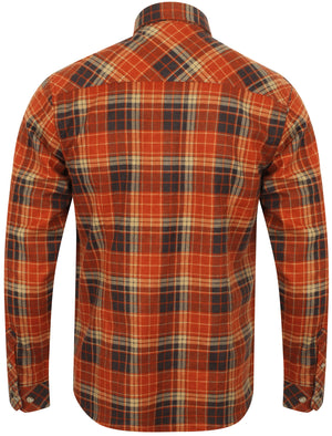 Denshaw Checked Cotton Flannel Shirt In Deep Rust - Tokyo Laundry