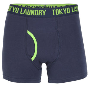 Deptford Boxer Shorts Set in Midnight Blue / Laundered Green - Tokyo Laundry