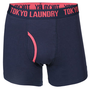 Deptford Boxer Shorts Set in Midnight Blue / Paradise Pink - Tokyo Laundry