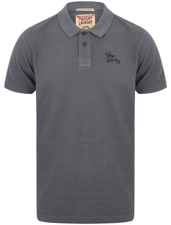 Don Slub Pique Cotton Polo Shirt In Mood Indigo - Tokyo Laundry