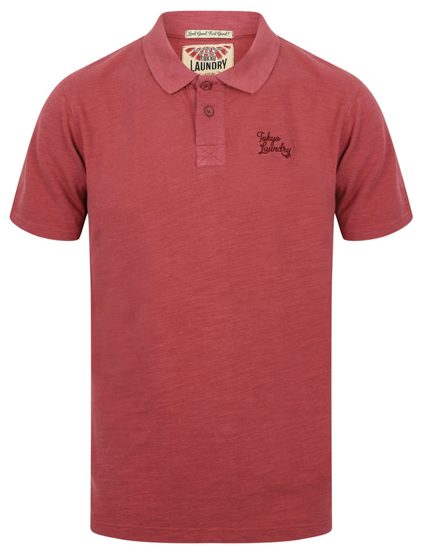 Don Slub Pique Cotton Polo Shirt In Rumba Red - Tokyo Laundry