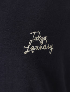 Dotty Striped Raglan Long Sleeve Nightie in Eclipse Blue - Tokyo Laundry