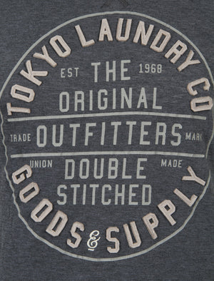 Double Stitched Motif T-Shirt In Mood Indigo Marl - Tokyo Laundry