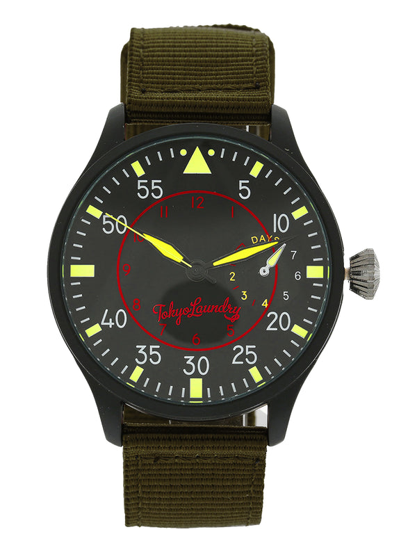 Doyle Military Style Analogue Watch in Khaki / Black - Tokyo Laundry