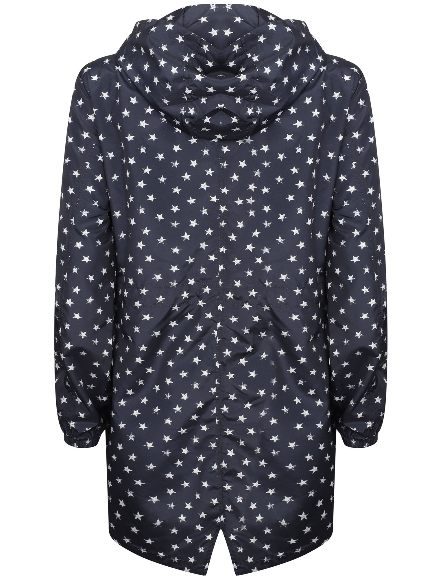 Womens Star Print Hooded Rain Coat In Peacoat Black - Tokyo