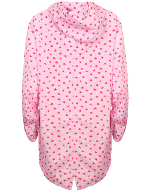 Dragonboat Star Print Hooded Rain Coat In Pink - Tokyo Laundry