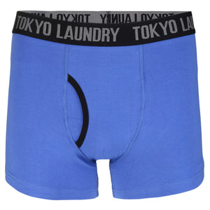 Dunton (2 Pack) Boxer Shorts Set in Blue / Fire Orange - Tokyo Laundry