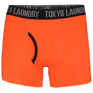 Dunton (2 Pack) Boxer Shorts Set in Blue / Fire Orange - Tokyo Laundry