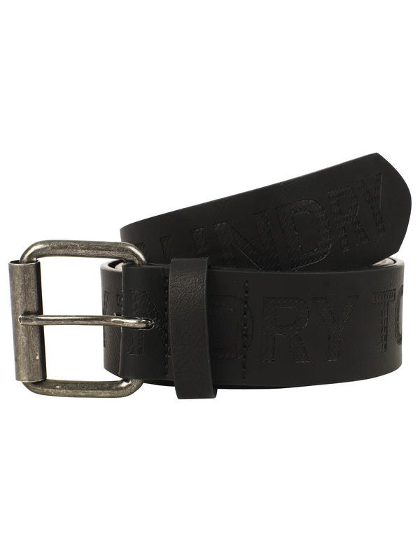 Dusk Faux Leather Debossed Logo Belt In Black - Tokyo Laundry
