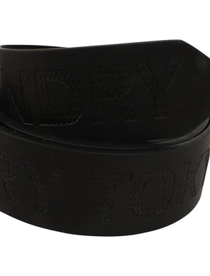 Dusk Faux Leather Debossed Logo Belt In Black - Tokyo Laundry