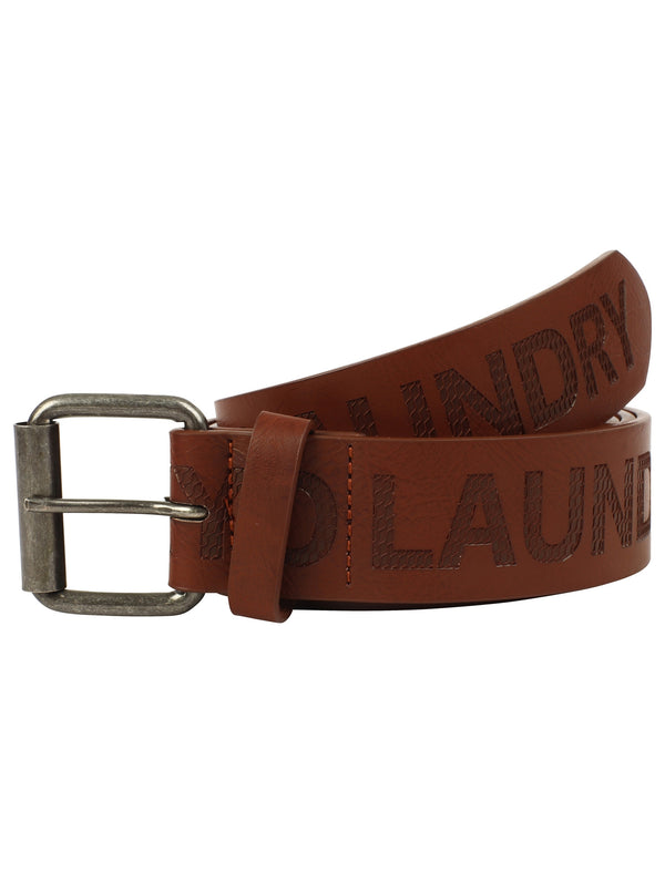 Dusk Faux Leather Debossed Logo Belt In Tan - Tokyo Laundry
