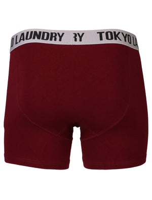 Tokyo Laundry Dwight oxblood & dark navy boxer shorts (2 Pack)
