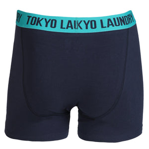Earlstoke (2 Pack) Striped Boxer Shorts Set in Blue / Virdian Green - Tokyo Laundry