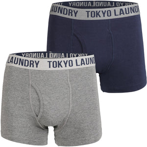 Earsby (2 Pack) Boxer Shorts Set in Navy / Mid Grey Marl - Tokyo Laundry