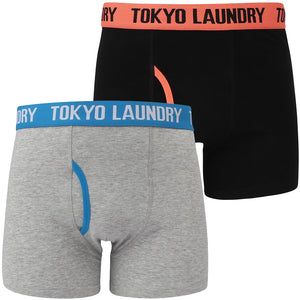 Eastford (2 Pack) Boxer Shorts Set in Dark Peach / Blue Moon - Tokyo Laundry