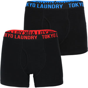 Ebson (2 Pack) Boxer Shorts Set in Moroccan Blue / Tomato - Tokyo Laundry