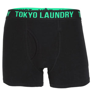 Ebson (2 Pack) Boxer Shorts Set in Green / Russet Orange - Tokyo Laundry
