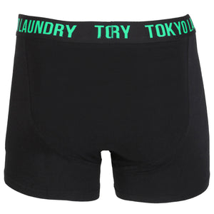 Ebson (2 Pack) Boxer Shorts Set in Green / Russet Orange - Tokyo Laundry